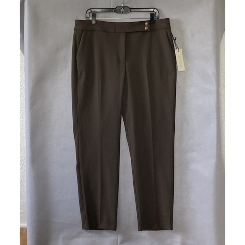 Rachel Zoe Brown High Rise Straight Leg Pants Womens 14 Minimalist Classic NWT
